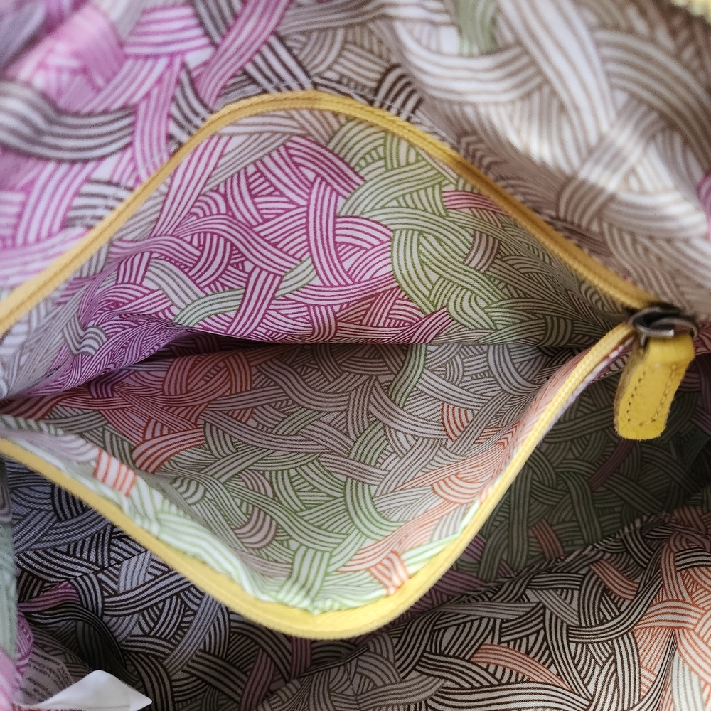 The Sak Kendra Leather Hobo Bag in Yellow, Brown, with Metallic Detail. - Picture 8 of 13